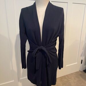 Eileen Fisher Tencel Navy Blue Tie-Waist Cardigan